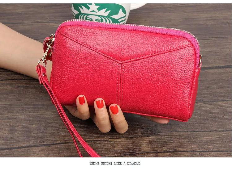 Cyflymder  Fashion Cowhide Women Long Clutch bags Genuine Leather Lady Coin Purse Female Zipper Wristlet Wallet Mobile phone bag billfold