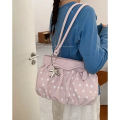 Cyflymder   Fashion Tote Arge Capacity Single Shoulder Underarm Cloud Bags Sweet Handheld Polka Dot Bag for Women New