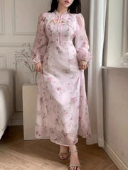 Cyflymder  Elegant Women Luxury Formal O-Neck Maxi Dress Fashion Long Sleeve Evening Ladies Street Party Vestidos 2026 Spring Summer