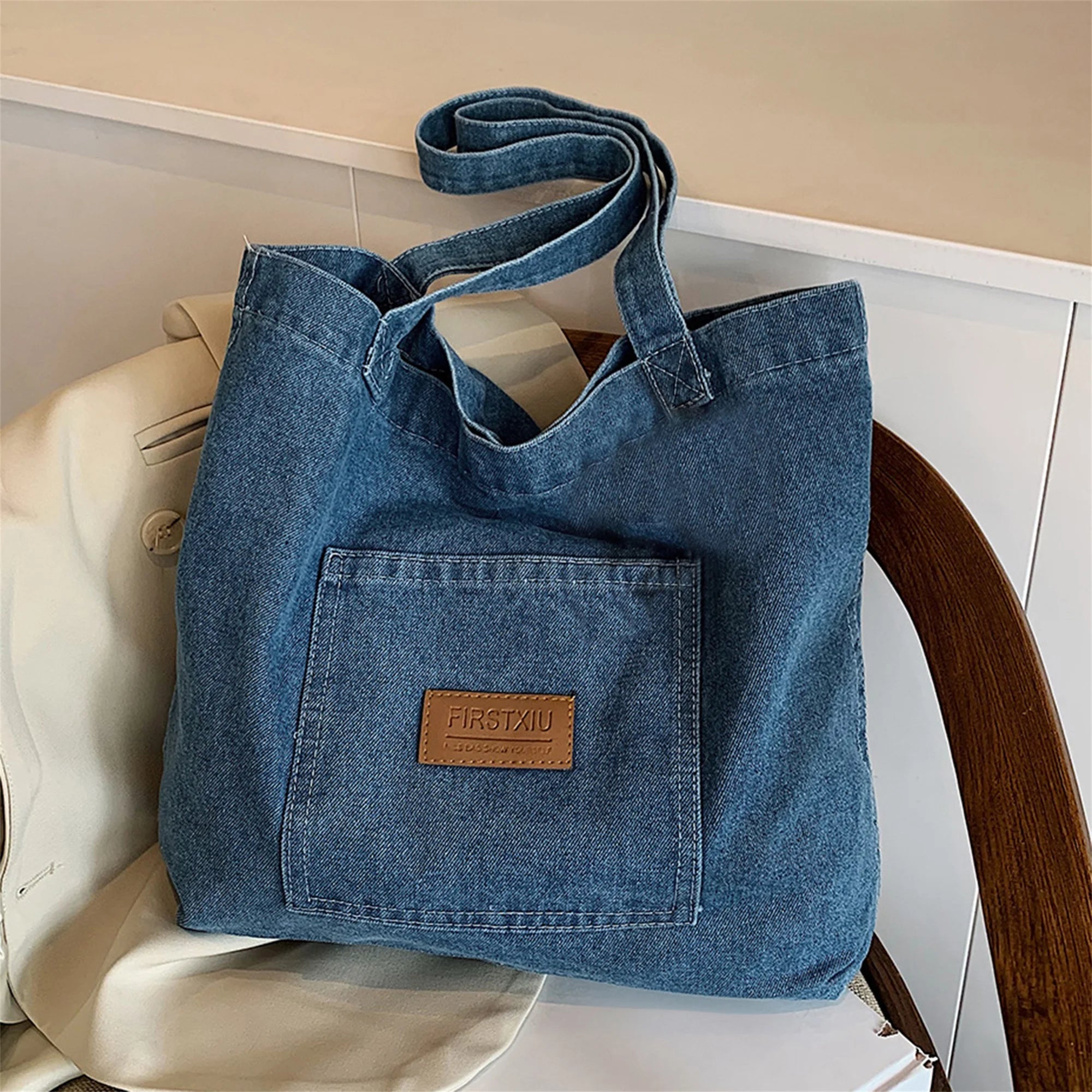Cyflymder  Stylish Canvas Tote Bag with Multiple Pockets Fashionable Shoulder Handbag for Women Spacious and Lightweight for Everyday Use