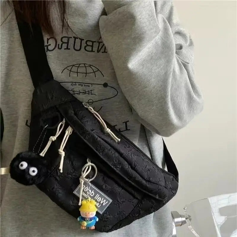 Cyflymder  Korean Retro Chessboard Chest Bag Women's Japanese Versatile Leisure Large Capacity Messenger Bag Men's Sports Waist Bag Fashion