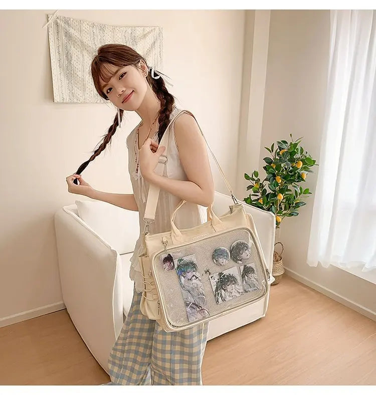 Cyflymder  Vintage Y2k Aesthetic Simple Shoulder Crossbody Bags All Match Trendy Transparent Ita Bag Ins Casual Backpack for Women Students