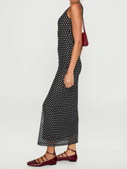 Cyflymder  Elegant Floral Print Maxi Dress with Spaghetti Straps and V-Neckline Perfect for Summer Parties and Events