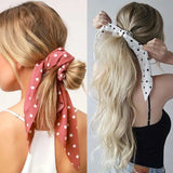 Cyflymder Fashion Print Chiffon Long Ribbon Scrunchies Women Girls Ponytail Scarf Elastic Hair Bands Ties Hair Accessories
