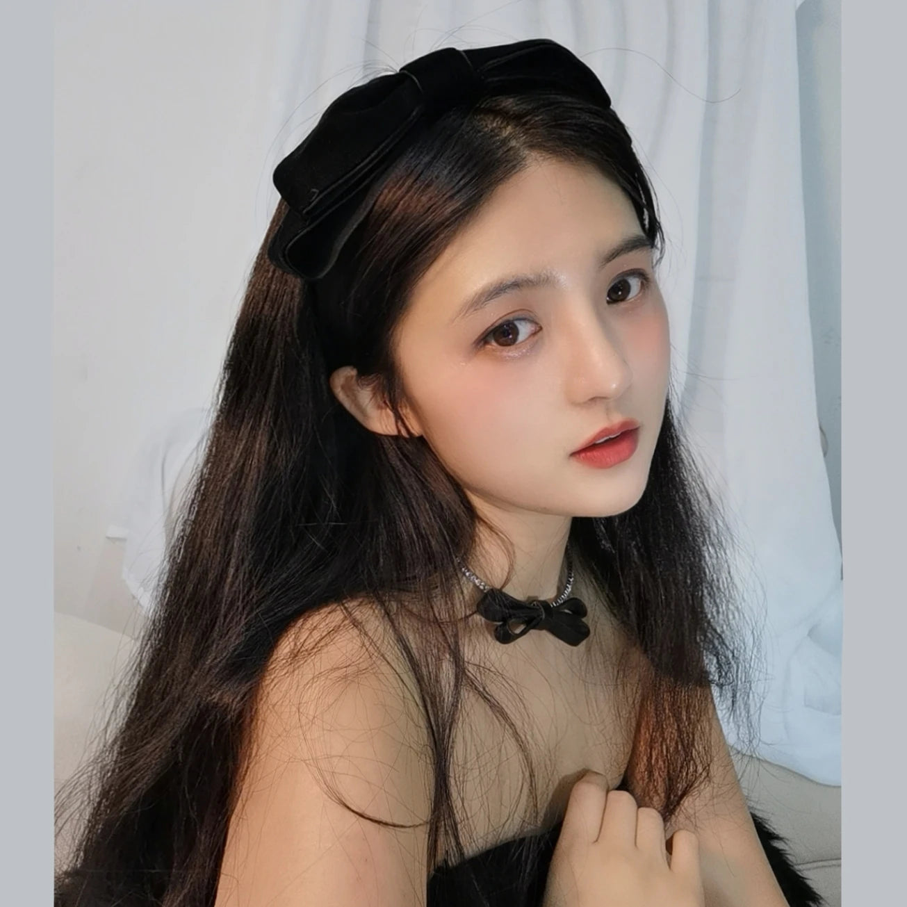 Cyflymder Elegant Velvet Bow Bezel Hairband for Women Korean Retro Headband Girls Vintage Hoop for Holiday Party Hair Bands Accessories