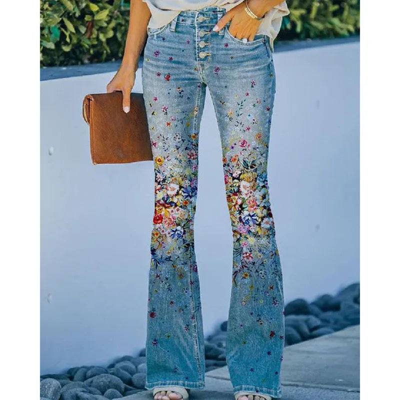 Cyflymder  New Arrival European American Plus Size Women Casual Pants Floral Print Thin Long Trousers Fashion Comfortable Loose Fit Summer