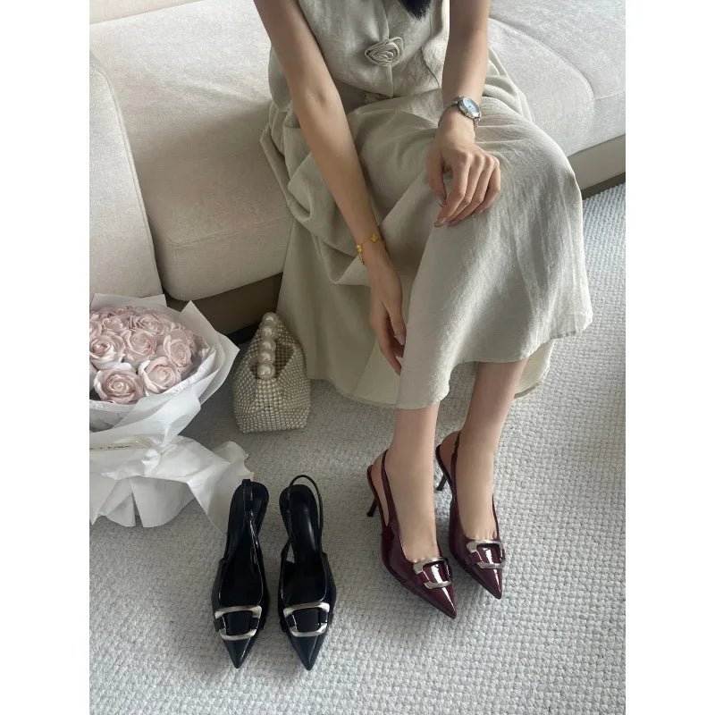 Cyflymder  Fashion Womens Shoes 2025 Female Sandal Buckle Strap Large Size High Heels Luxury Comfort Girls Sexy Low Stiletto New Big High-h