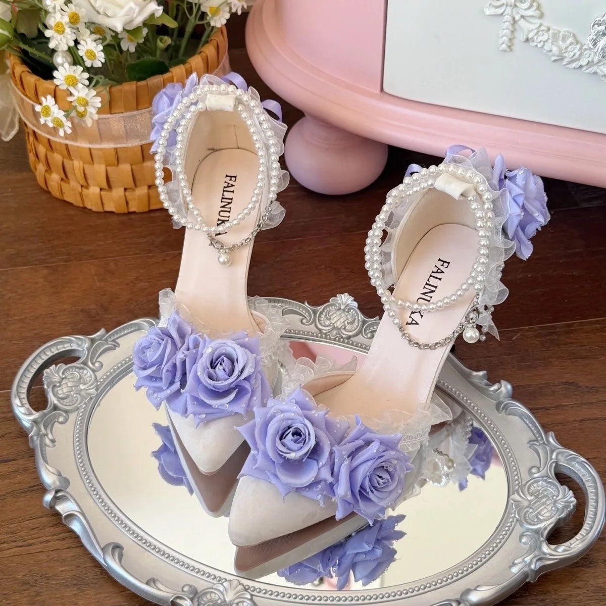 Cyflymder  elegant women's shoes y2k heels purple rose lolita cosplay wedding bridal shoes Designer female Women's evening dress shoes