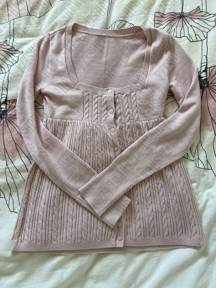 Cyflymder  Woman Cute Maiden Sweater Daily Sweet Long Sleeve Clothing Soft Y2K Aesthetic Knitwear Vintage Fashion Harajuku Cardigan Tops