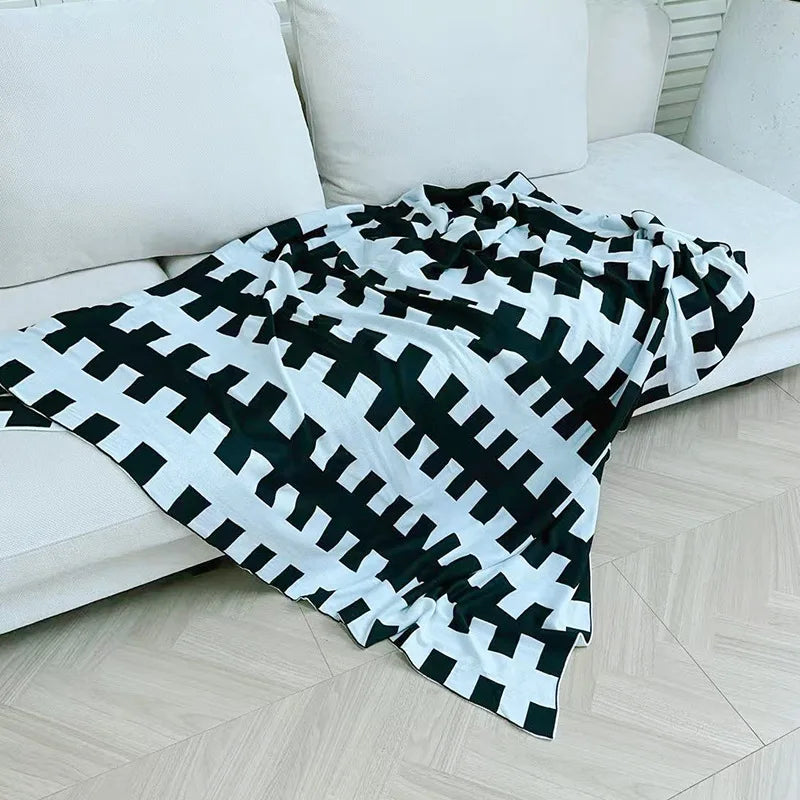 Cyflymder  European Knitted Summer Nap Air Conditioning Blanket Simple Bed End Towel for Hotels and Homestays Cozy Office Home Sofa Cover