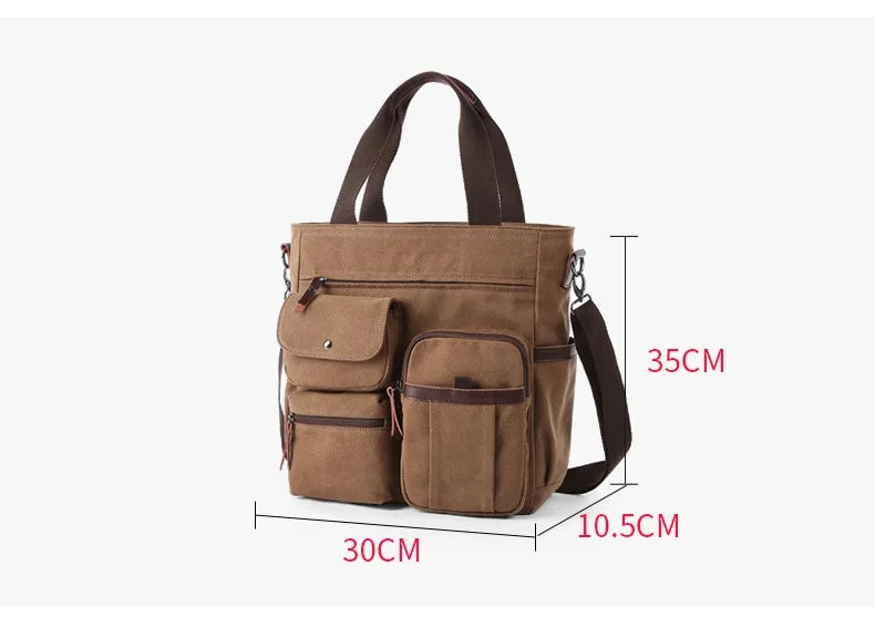 Cyflymder  Men Canvas Messenger Bag Crossbody Bags Unisex Sling Bag Shoulder Bag for Travel Work College Vintage Men's Handbags Briefcase