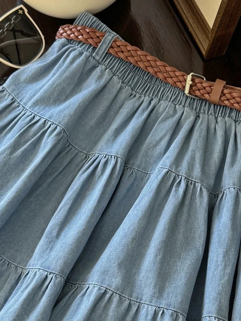 Cyflymder  Denim Skirt Women Vintage Streetwear Korean Fashion High Waist Skirt Harajuku Casual Mini Skirt 2025 Summer New