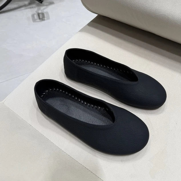 Cyflymder  Women Casual Elegant Round Toe Shallow Mouth Flat Shoes Comfortable Slip on Flat Ballet Shoes Grandma Shoes for Ladies