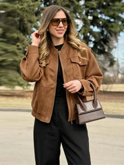 Cyflymder   Fashion Women's Jacket Full Sleeve Zipper Loose Solid Female Casual Jackets Summer Autumn Chic High Street New Lady Coat
