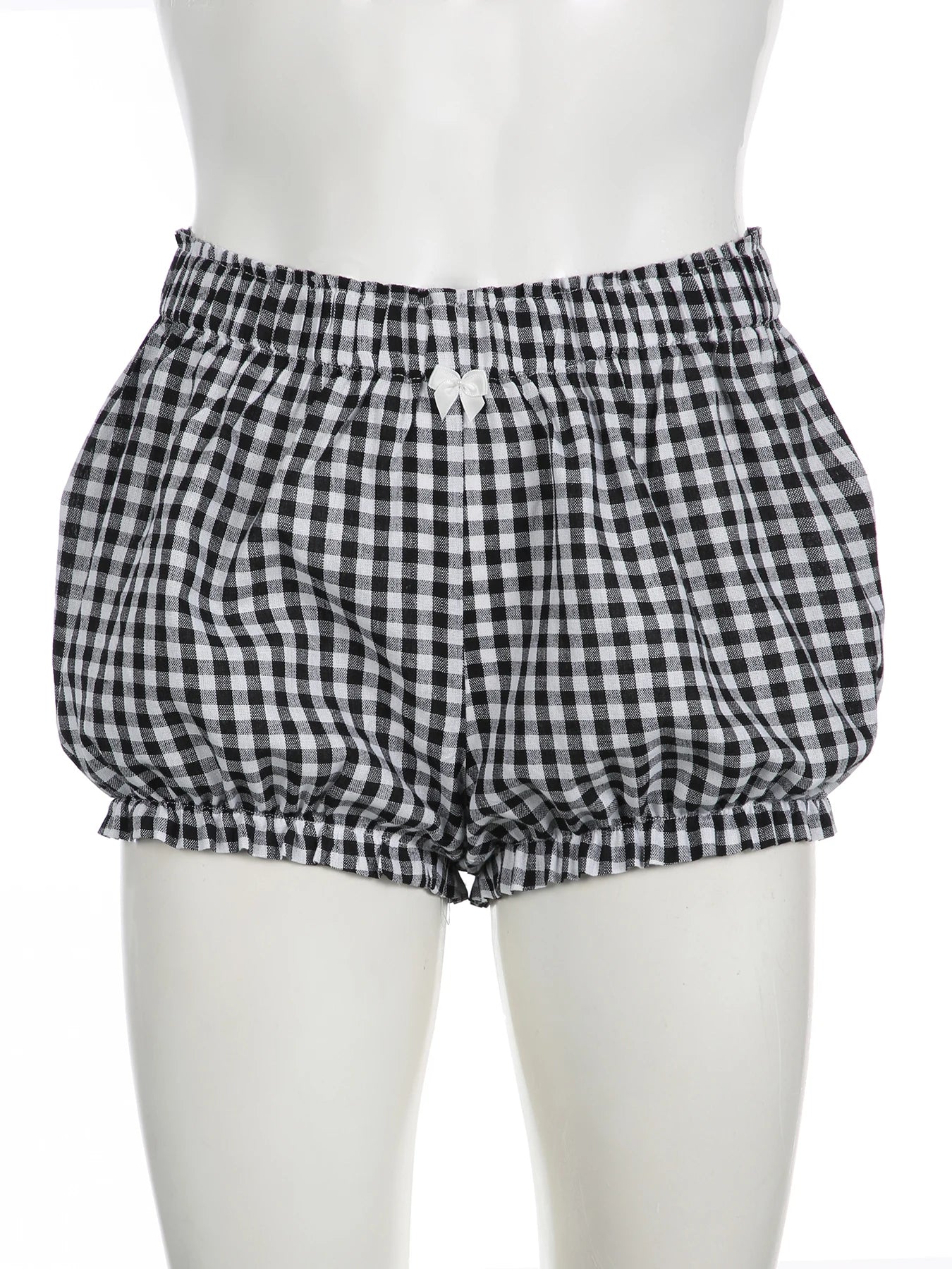 Cyflymder  Holiday Sweet Bow Plaid Shorts Preppy Style Casual Loose Low-Waisted Shorts Women 2025 Summer Fashion Streetwear Ladies