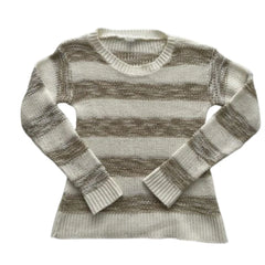 Cyflymder  Women V‑Neck Striped Knit Sweater Slim Long Sleeve Beige Brown Stripe Casual Fall Winter Warm Ladies Pullover Jumper