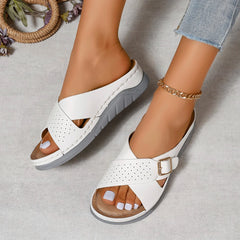 Cyflymder  Women PU Flip Flops Comfortable Thick Sole Soft Wedge Slippers Fashionable Corrective Beach Slippers Women Slippers 5787