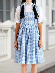 Cyflymder  Vintage Retro Halloween Costume Women s Plaid Print Sleeveless Dress Cosplay Outfit with Long Tops