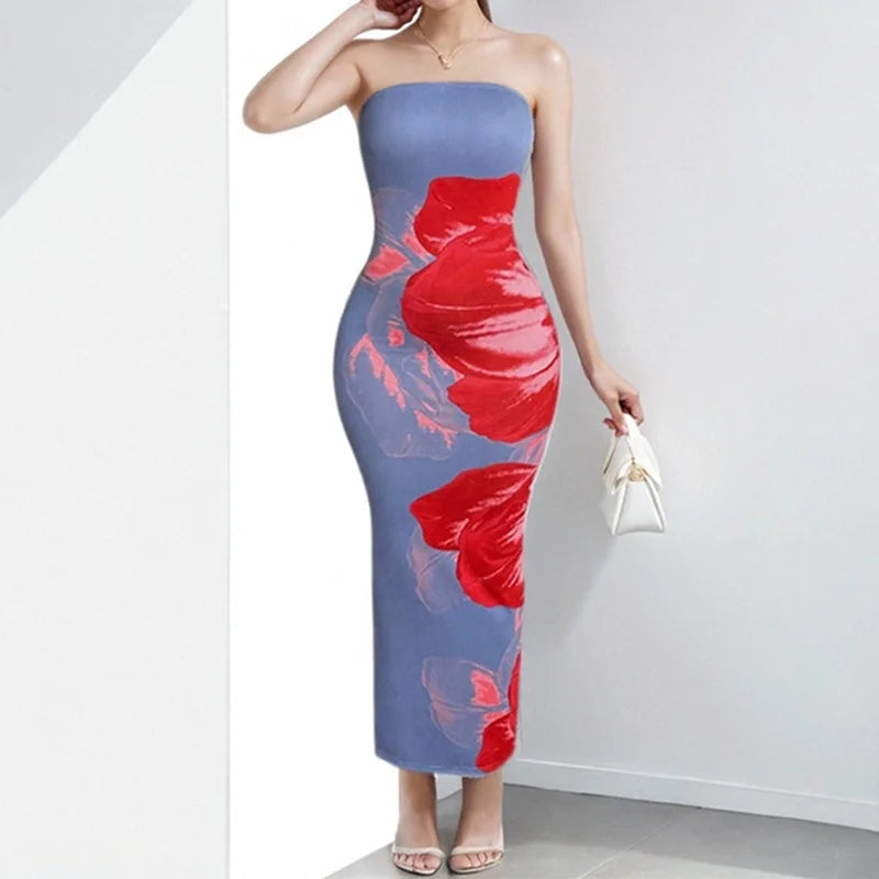 Cyflymder  High Waist Printed Wrap around One oulder Dr Faionable Spring New Arrival Women's Polyester Casual Dress
