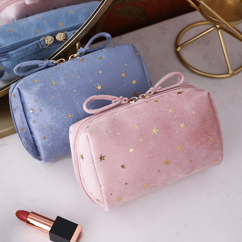 Cyflymder Girl Velvet Makeup Bag Organizer Soft Girl Lipstick Storage Bag Women Toiletry Beauty Make Up Case Pouch Portable Cosmetic Bag