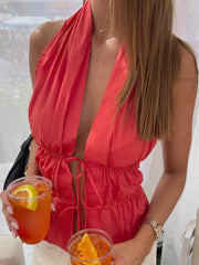 Cyflymder  Romore Orange Sexy Bal Beachside Summer Trendy Vest Faionable Cover-Up Strapl Crop Top for Holiday Wear