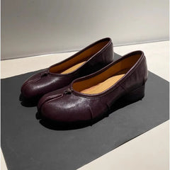 Cyflymder  Tabi Shoes Women Slip on Casual Loafers Chunky Heel Shoe New Fashion Split Toe Shoes Soft Bottom Slip On Comfy Ladies Shoes