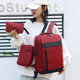 Cyflymder 3PCS Backpack Men's Backpack Korean Version Computer Simple Leisure Travel Fashion Student Schoolbag