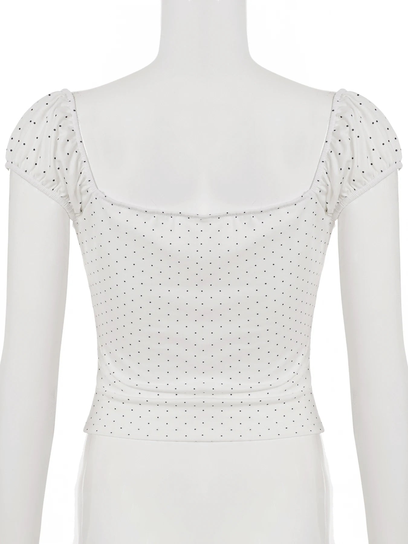 Cyflymder  Casual Dot Printed T Shirt French Style Slim Bandage Lace Trim Short Sleeve Tees Women 2025 Summer Fashion Streetwear