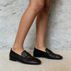 Cyflymder  New Women Black Soft Genuine Leather Flat Loafers Comfortable Slip-on Office Commuter Casual Walking Shoes