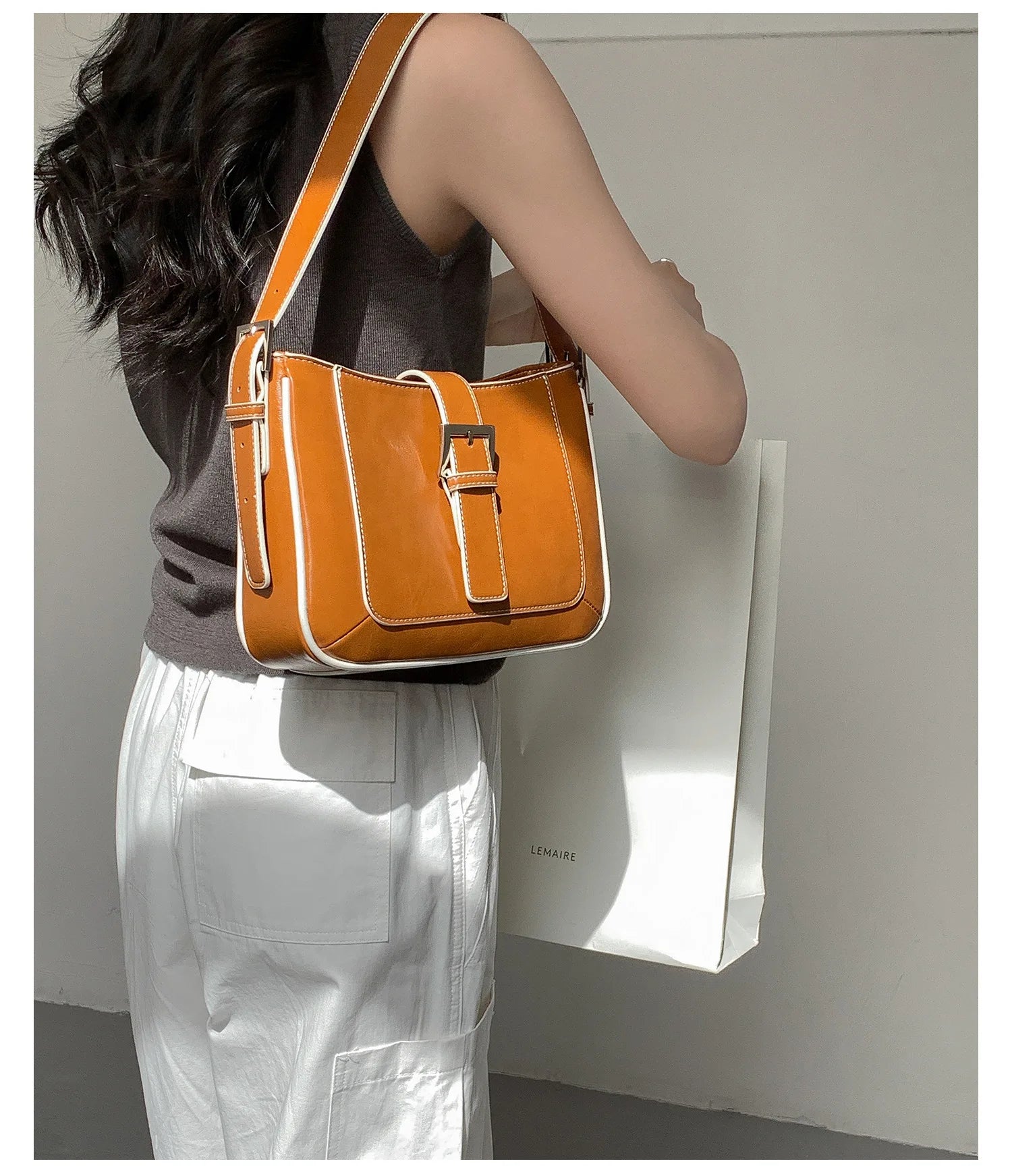 Cyflymder  Trendy Fashion Simple Vintage Mini Square Bags Korean Office Lady All Match Underarm Bag Women Y2k Aesthetic Shoulder Handbags