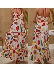 Cyflymder  Elegant Floral Print Off Shoulder Maxi Dress with Ruffle Hem and Smocked Back for Women s Summer Fashion