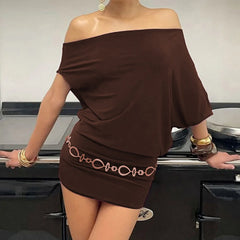 Cyflymder  Asymmetrical Off Shoulder Mini Dresses Woman Clothes Fashion Sexy Summer Dress