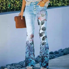 Cyflymder  New Arrival European American Plus Size Women Casual Pants Floral Print Thin Long Trousers Fashion Comfortable Loose Fit Summer