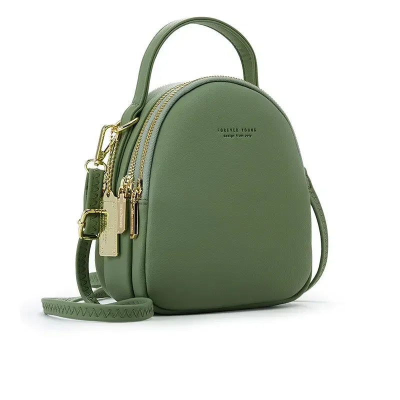 Cyflymder  Women's 3-Layer Soft Leather Backpack - Convertible Crossbody/Shoulder Bag, Compact Yet Spacious Stylish Design