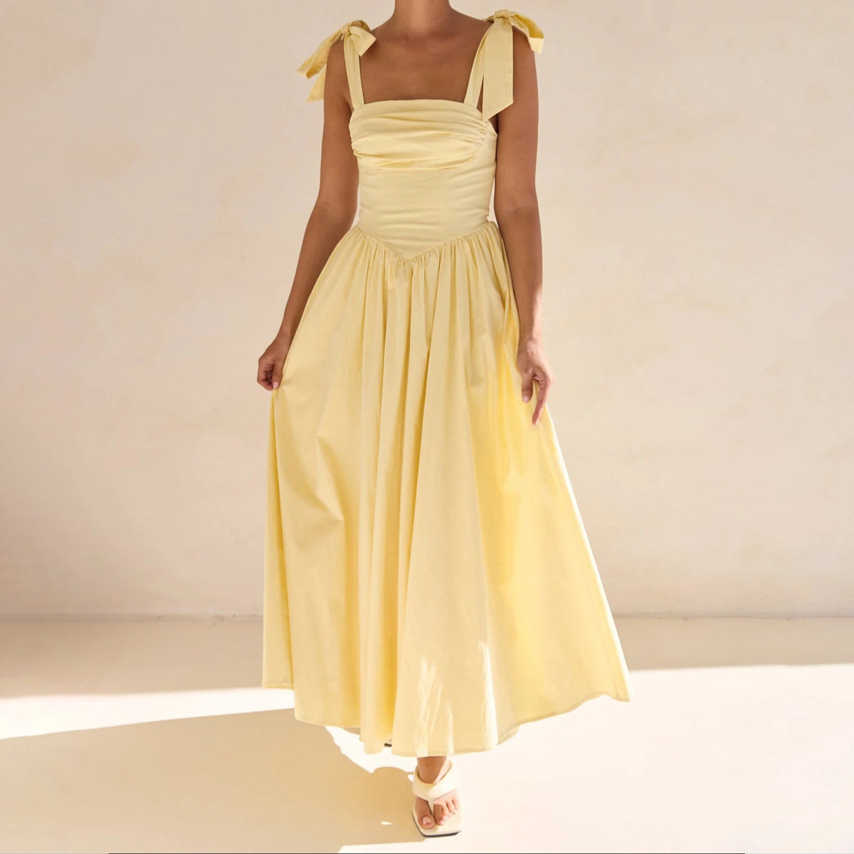 Cyflymder  Elegant Lace Off-Shoulder Maxi Dress with Ruffle Hem and Adjustable Straps for Wedding Evening Prom Cocktail Party