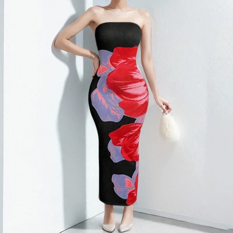 Cyflymder  High Waist Printed Wrap around One oulder Dr Faionable Spring New Arrival Women's Polyester Casual Dress