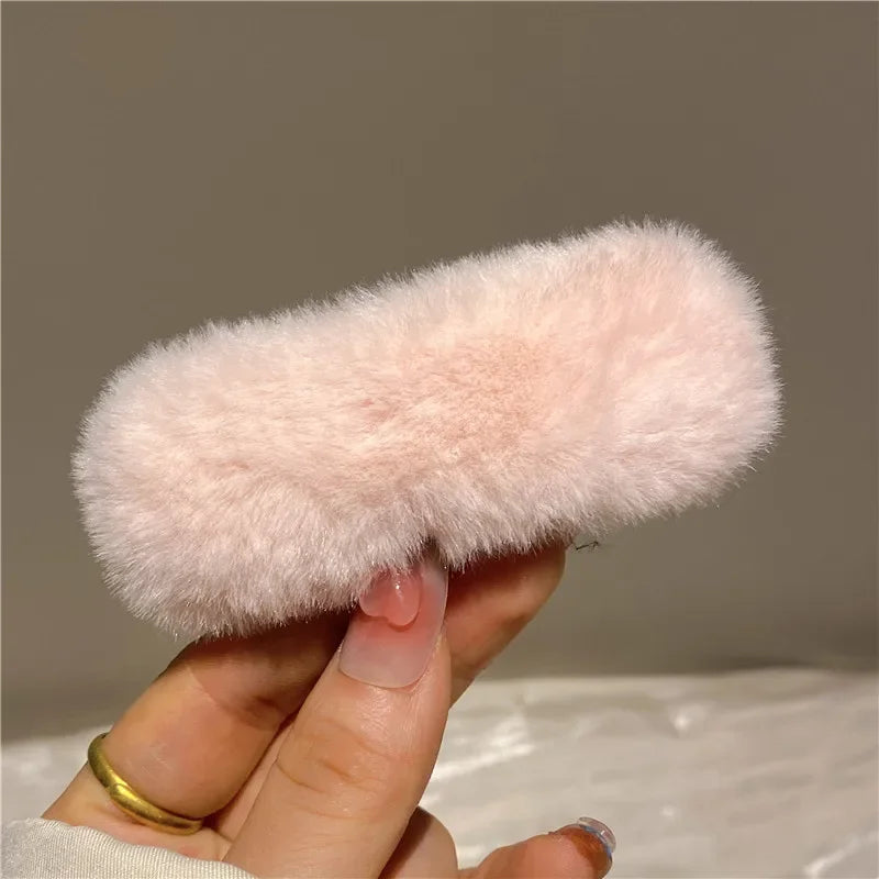 Cyflymder Winter Plush Cute Hair Clip Grasping Lamb Children's Broken Hair Pin Clip Headwear Hair Accessories for Girls  Korean Style