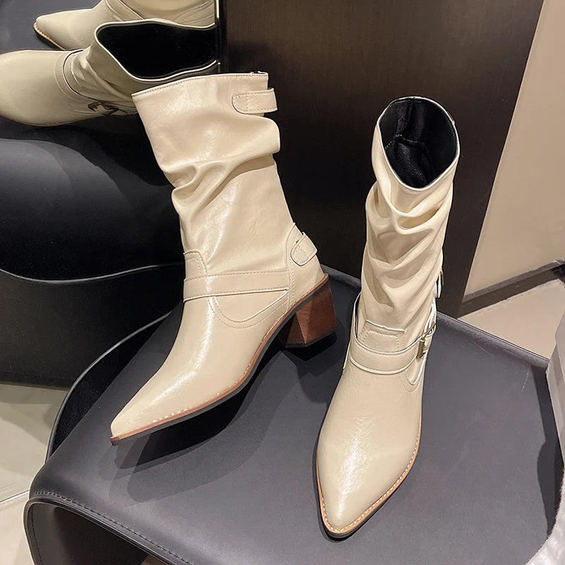 Cyflymder  Boots Women New 2025 Buckle Autumn Footwear Luxury Designer Female Shoes Pointed Toe Fashion Ladies Chelsea Boots Plus Size 42