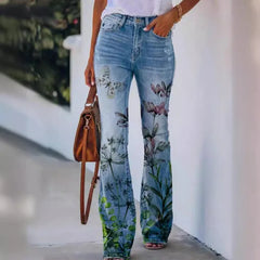Cyflymder  New Arrival European American Plus Size Women Casual Pants Floral Print Thin Long Trousers Fashion Comfortable Loose Fit Summer