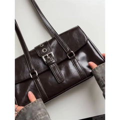 Cyflymder  High Street Coffee Shoulder Bags For Women New Pu Leather Chic Casual Handbag Ladies Large Capacity Underarm Designer Luxury Bag