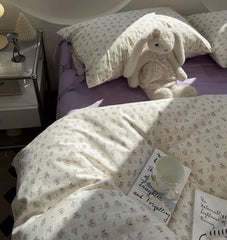 Cyflymder  Romantic sweet purple flower bedding set,twin full queen king violet floral cotton home textile sheet pillow case quilt cover