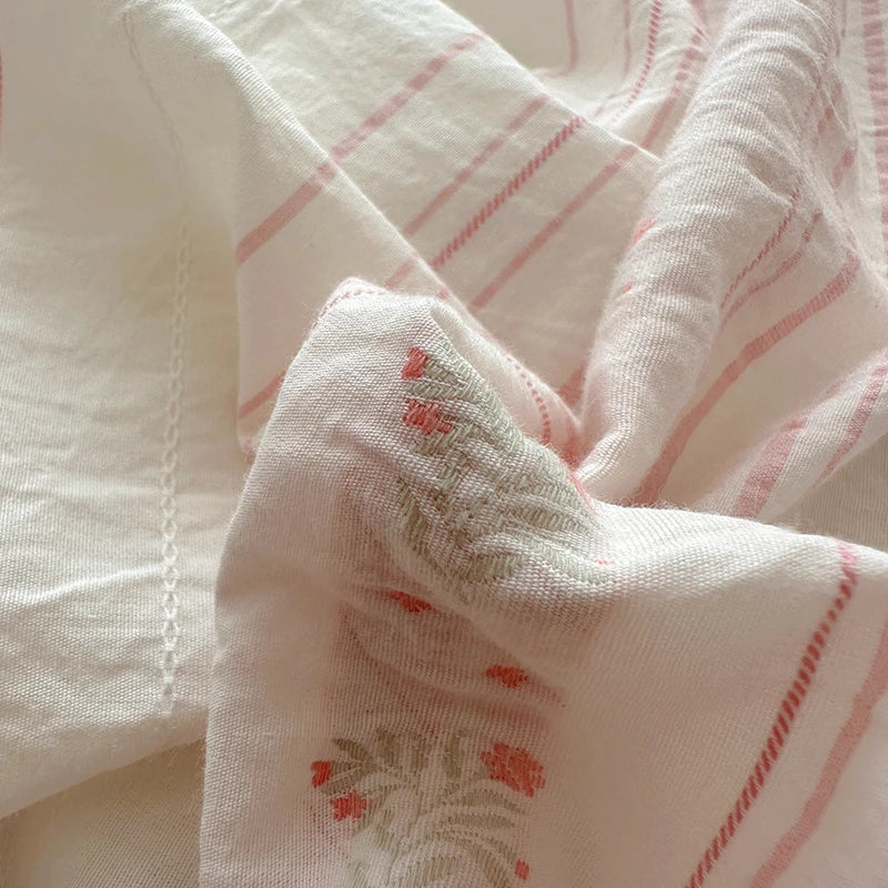 Cyflymder  100% Cotton Yarn-dyed Jacquard Floral Bedding Set Single Queen King Size Duvet Cover Bed Sheet/Fitted Sheet Pillowcases 3/4Pcs