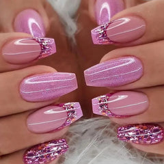 Cyflymder  24Pcs Fake Nails Press On Supplies False Charms Tips For ABS Nail Art And Decorations Manicure Extension Contains Jelly Gel