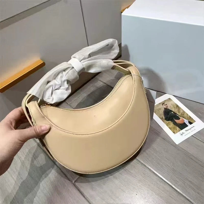 Cyflymder  Women's Bags Luxury Brand Leather Shoulder Bag with Retro Half Month Fashion Design Crossbody Small Bag Women's Accessories