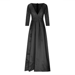 Cyflymder  Elegant Lace Sequins Women Evening Dress Patchwork Solid V-Neck Sexy High Split Prom Wedding Maxi Dress Party Club Long Dresses