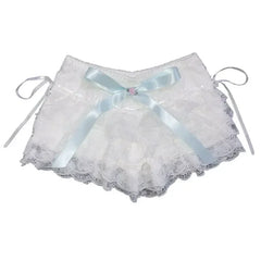 Cyflymder  Multilayer Lace Shorts Women Lolita Ribbons Flower Ruffles Elastic Waist Cute Bottoming Shorts for Sweet Girls Kawaii Clothes