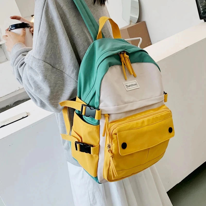 Cyflymder Japanese Work Clothes Women's Backpack for Girls Panelled Middle High School Bags for Teens Waterproof Women Backpack Luxury New