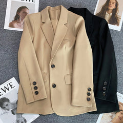 Cyflymder Women Jacket New in Korean Fashion Small Suit Top Brown Suit Coat Clothes Loose Straight Temperament Slim Blazer for Women