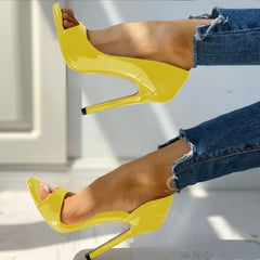 Cyflymder   Fish Mouth Side Air New Round Head Sexy Sandals Women Super High Heel Platform Shoes Plus Size43 Women Shoes