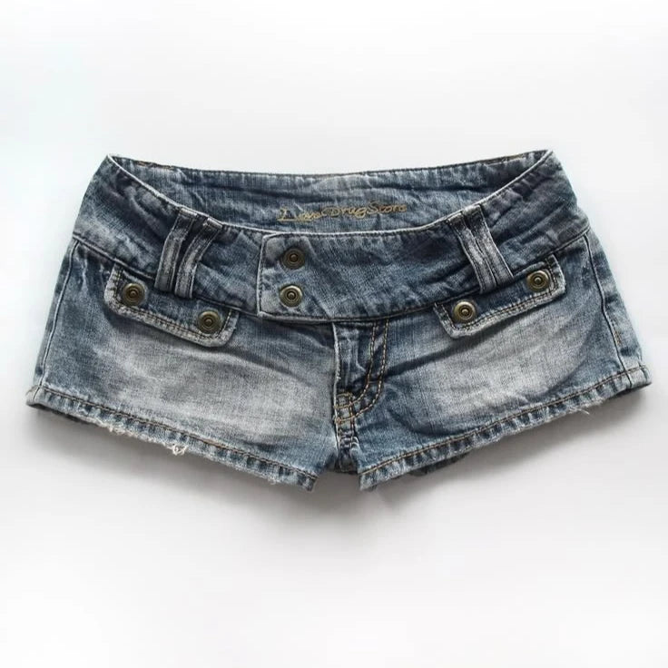 Cyflymder  Y2K New Low Rise Mini Denim Shorts Womens Clothing Harajuku Cute Retro Blue Shorts Gothic Hot Girl Sexy Slim Fit Short Shorts